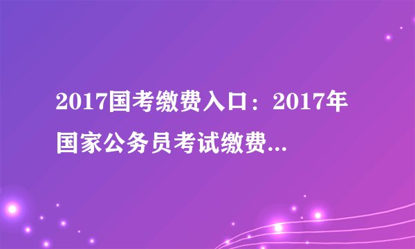 2017国考缴费入口:2017年国家公务员考试缴费入口 快捷通道 一键直达