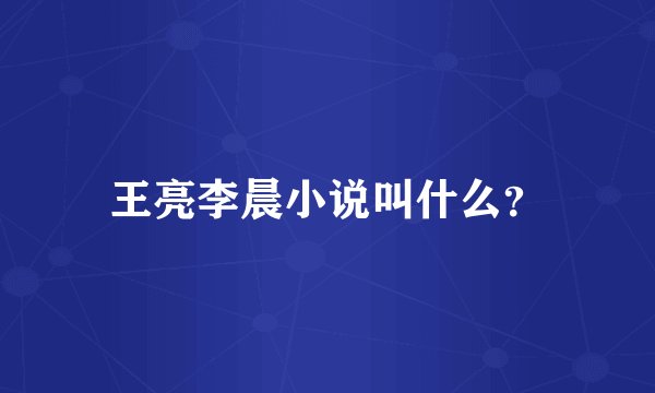 王亮李晨小说叫什么？