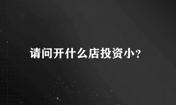 请问开什么店投资小？