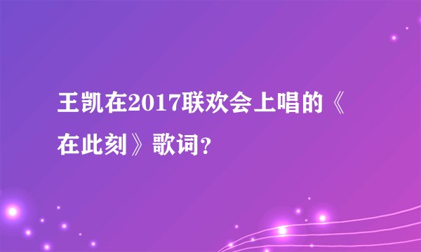 王凯在2017联欢会上唱的《在此刻》歌词？