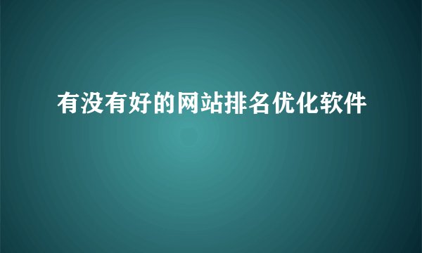 有没有好的网站排名优化软件