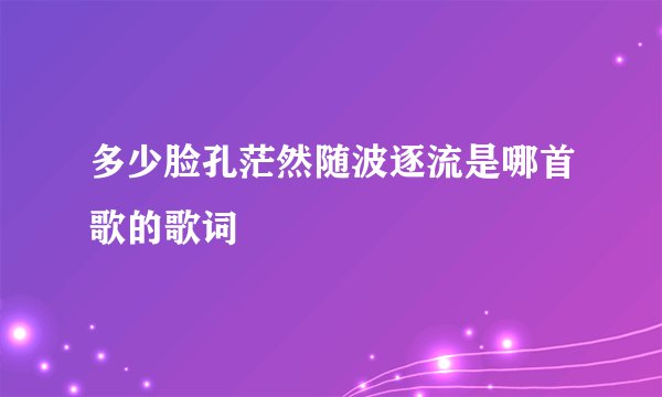 多少脸孔茫然随波逐流是哪首歌的歌词