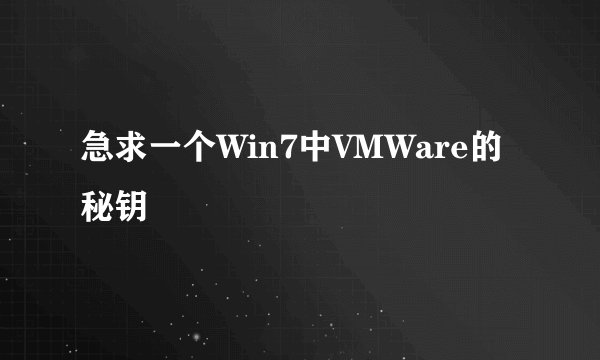 急求一个Win7中VMWare的秘钥