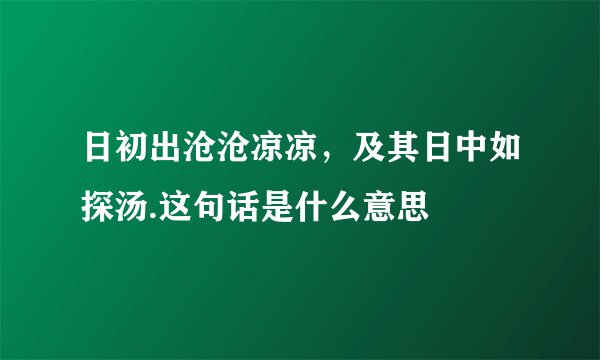 日初出沧沧凉凉，及其日中如探汤.这句话是什么意思