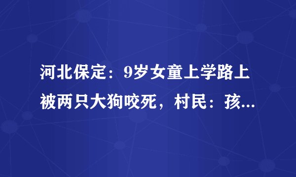 河北保定：9岁女童上学路上被两只大狗咬死，村民：孩子太可怜了，对此你怎么看？