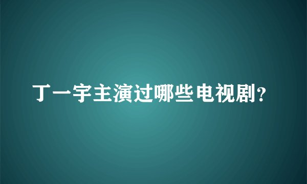 丁一宇主演过哪些电视剧？