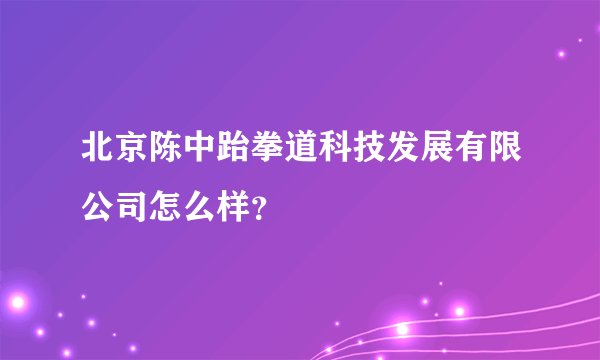 北京陈中跆拳道科技发展有限公司怎么样？