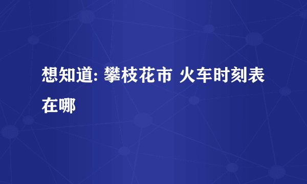 想知道: 攀枝花市 火车时刻表 在哪