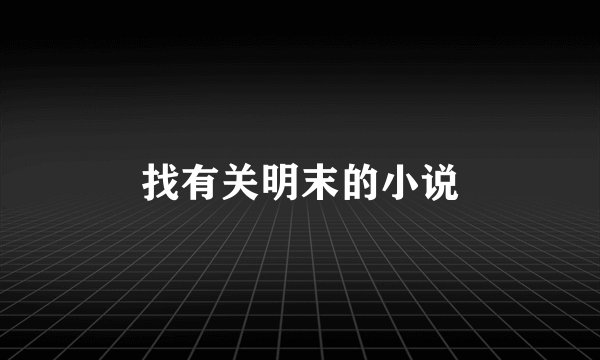 找有关明末的小说