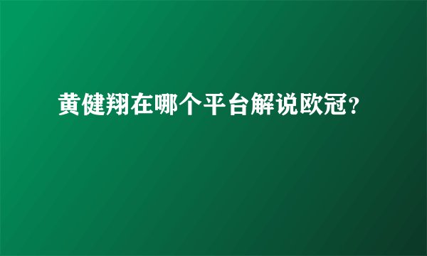 黄健翔在哪个平台解说欧冠？