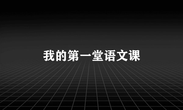 我的第一堂语文课