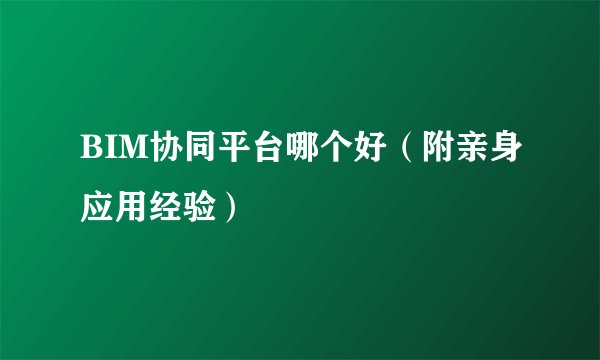 BIM协同平台哪个好（附亲身应用经验）