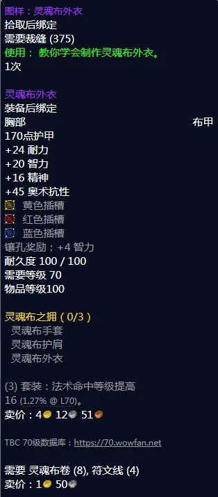 魔兽世界灵魂布外衣图纸哪里刷