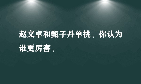 赵文卓和甄子丹单挑、你认为谁更厉害、