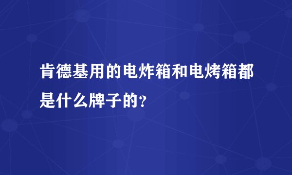 肯德基用的电炸箱和电烤箱都是什么牌子的？