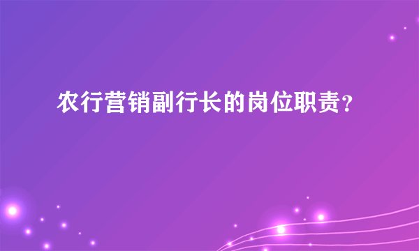 农行营销副行长的岗位职责？
