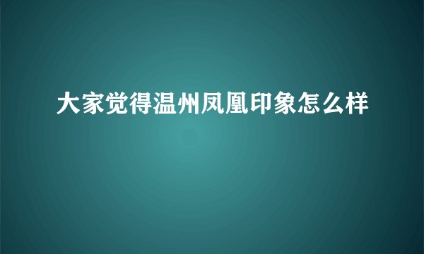大家觉得温州凤凰印象怎么样