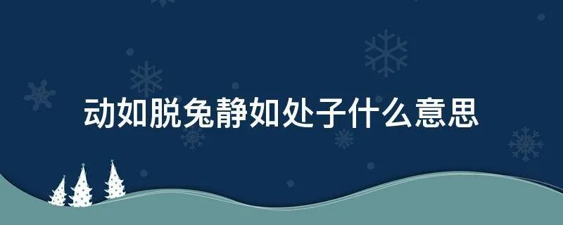 动如脱兔静如处子什么意思