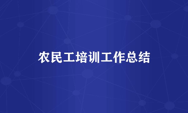 农民工培训工作总结