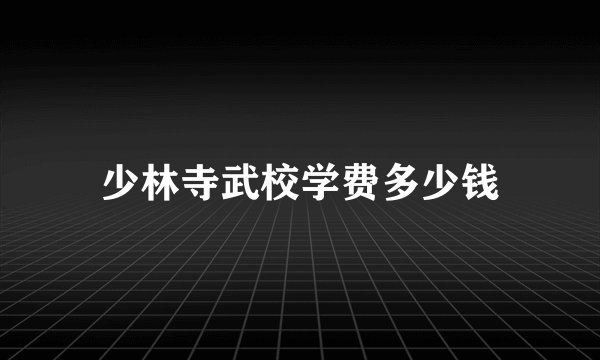 少林寺武校学费多少钱