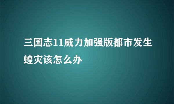三国志11威力加强版都市发生蝗灾该怎么办