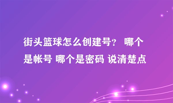 街头篮球怎么创建号？ 哪个是帐号 哪个是密码 说清楚点
