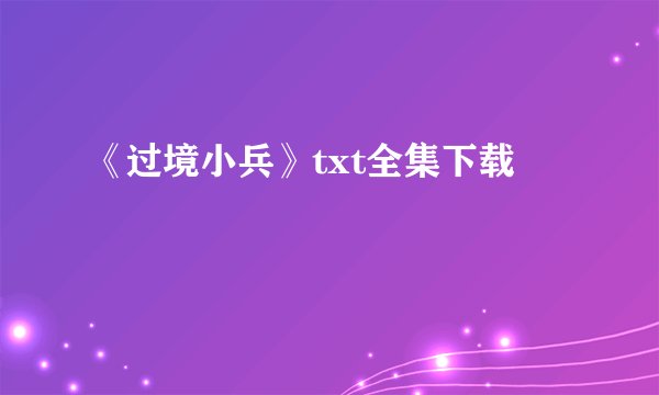 《过境小兵》txt全集下载