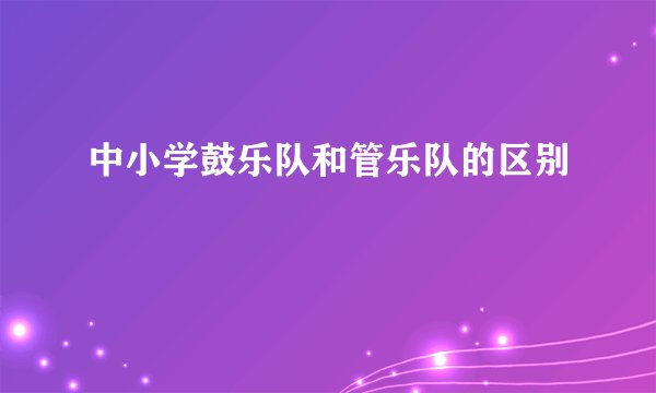 中小学鼓乐队和管乐队的区别