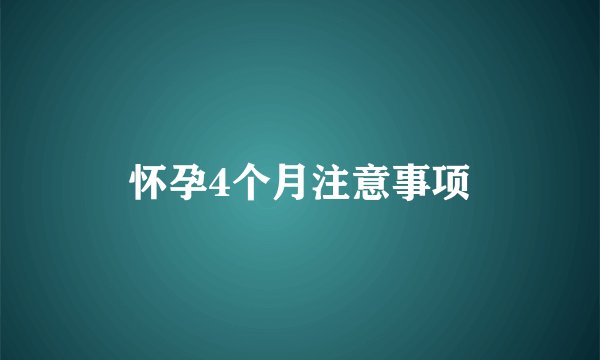怀孕4个月注意事项