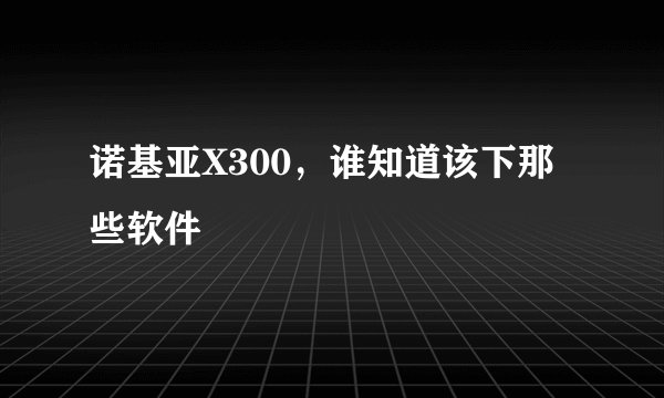 诺基亚X300,谁知道该下那些软件