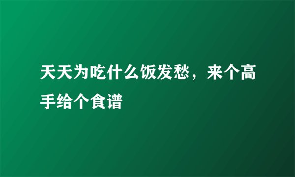 天天为吃什么饭发愁,来个高手给个食谱