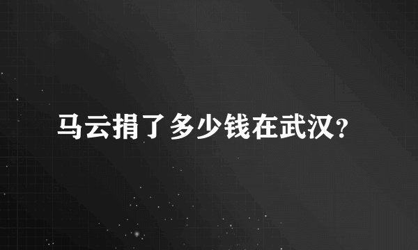马云捐了多少钱在武汉？