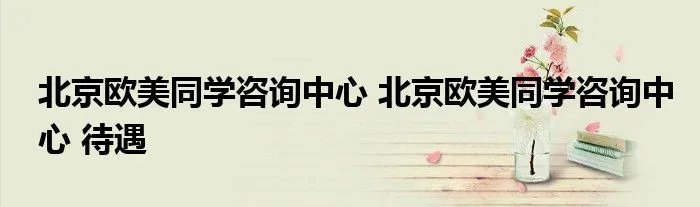 北京欧美同学咨询中心 北京欧美同学咨询中心 待遇