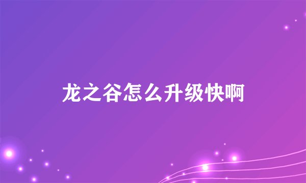 龙之谷怎么升级快啊