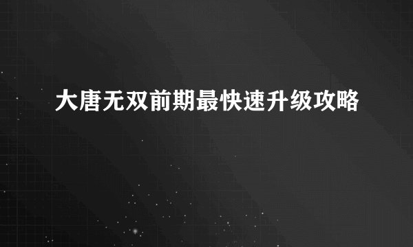大唐无双前期最快速升级攻略