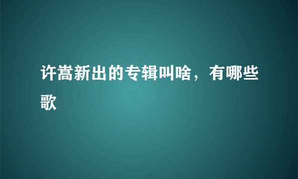 许嵩新出的专辑叫啥，有哪些歌