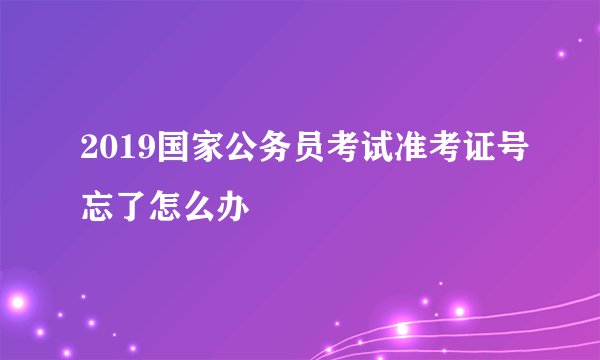 2019国家公务员考试准考证号忘了怎么办