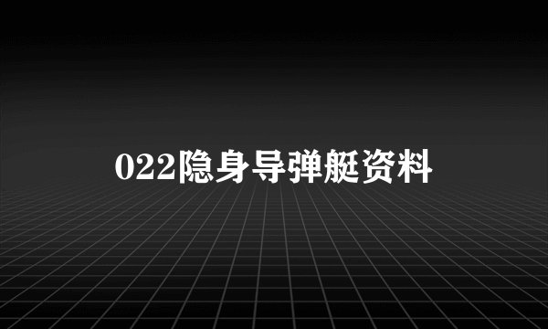 022隐身导弹艇资料