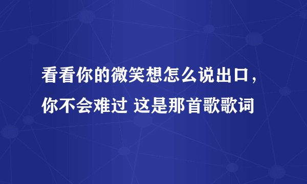 看看你的微笑想怎么说出口，你不会难过 这是那首歌歌词