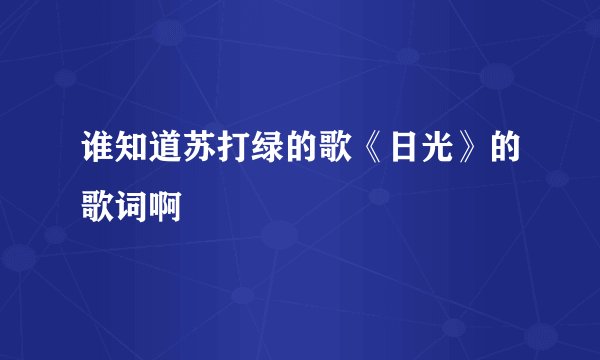 谁知道苏打绿的歌《日光》的歌词啊