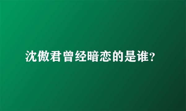 沈傲君曾经暗恋的是谁？