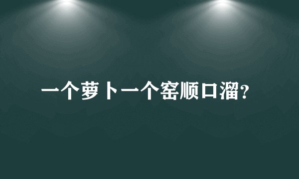 一个萝卜一个窑顺口溜？