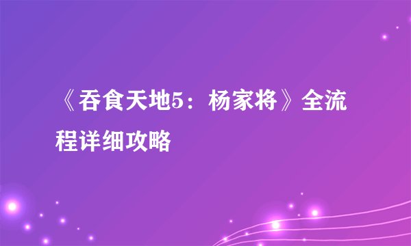 《吞食天地5：杨家将》全流程详细攻略