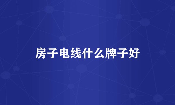 房子电线什么牌子好