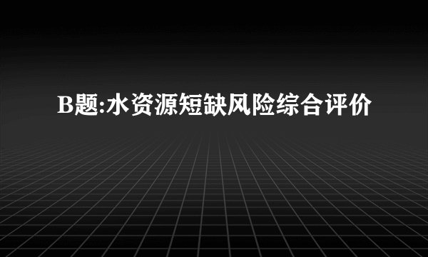 B题:水资源短缺风险综合评价