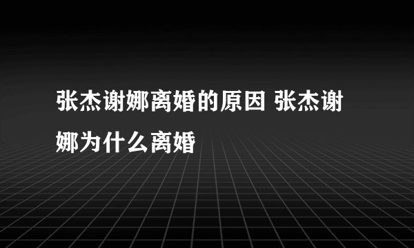 张杰谢娜离婚的原因 张杰谢娜为什么离婚
