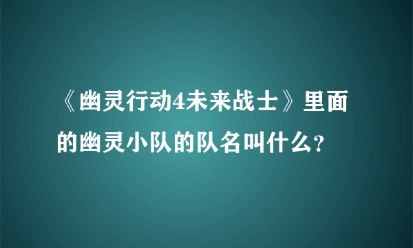 《幽灵行动4未来战士》里面的幽灵小队的队名叫什么？
