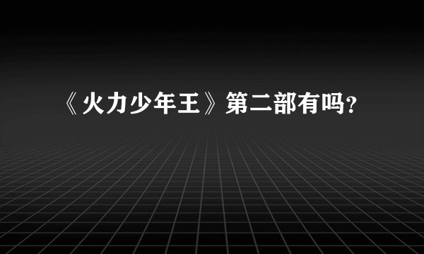 《火力少年王》第二部有吗？