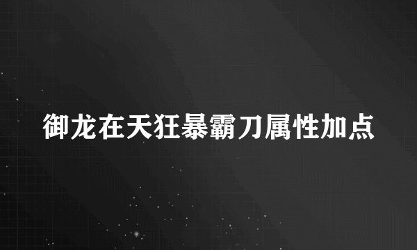 御龙在天狂暴霸刀属性加点