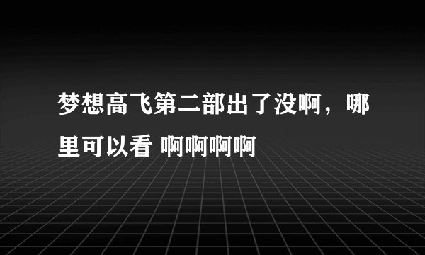 梦想高飞第二部出了没啊,哪里可以看 啊啊啊啊